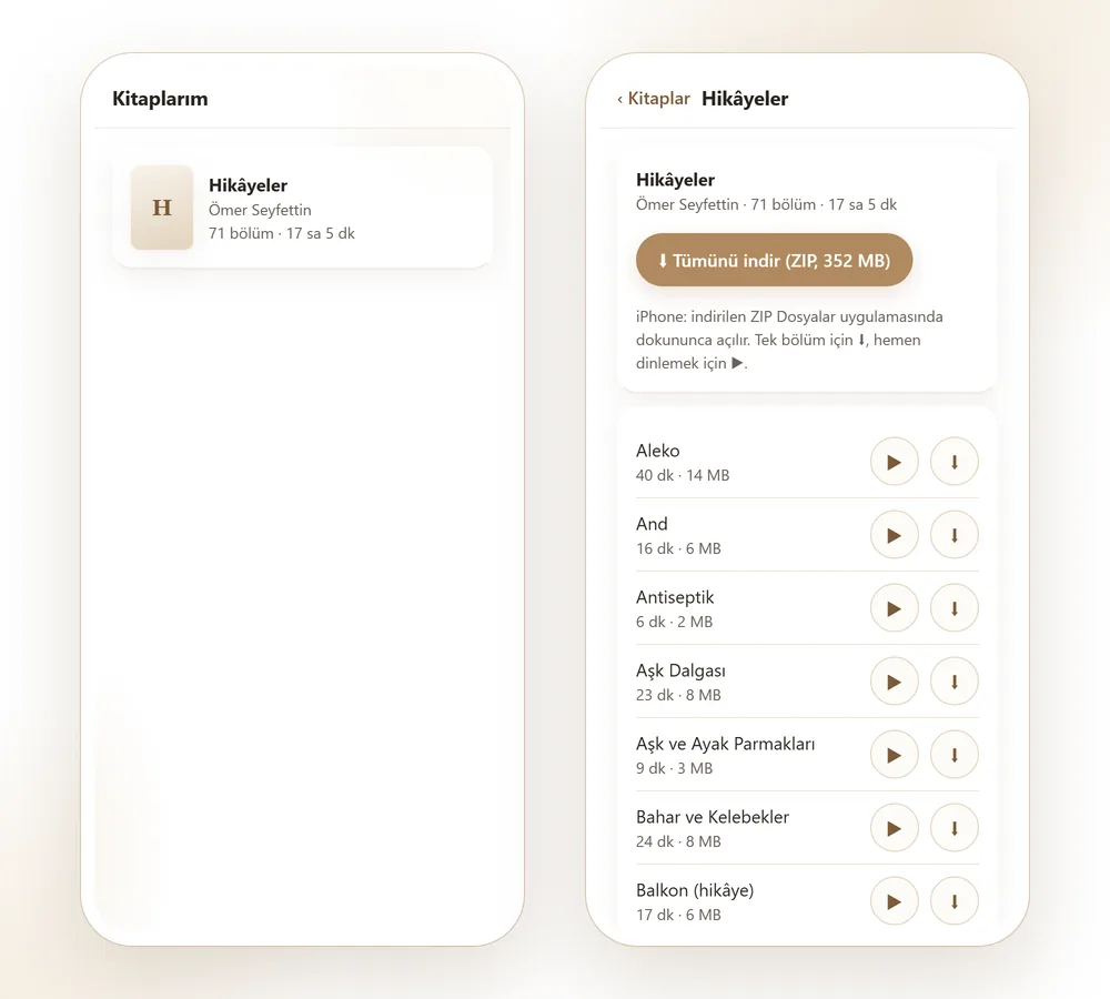 Libriopax on a phone: library and chapter list